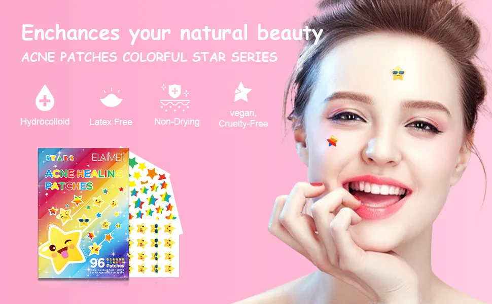 Acne Patch Pimple Patch Star Shaped Acne Absorbing Cover Patch Hydrocolloid Acne Patches For Face Zit Patch Acne Dots Tea Tree Oil + Centella 96 Patches 9mm&12mm - Pimple Patches