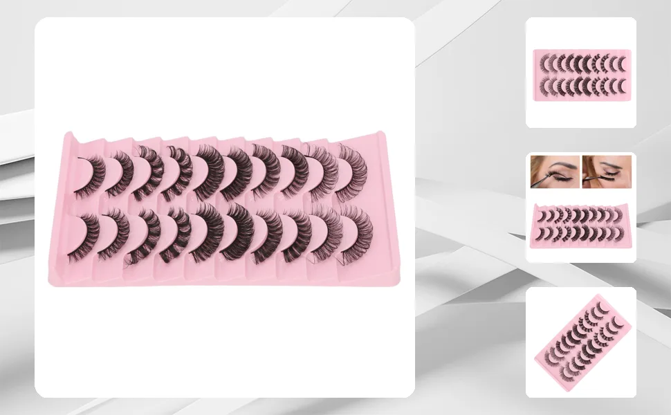 10 Pairs False Eyelashes Set DD Curl False Eyelashes Russian Strip Lashes Thick Multilayer False Eyelashes for Women - 1410220092211-1