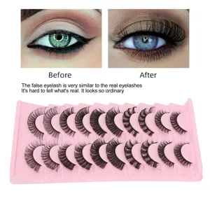 10 Pairs False Eyelashes Set DD Curl False Eyelashes Russian Strip Lashes Thick Multilayer False Eyelashes for Women - 1410220092211-3