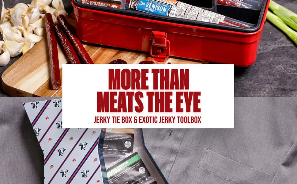 Jerky Tie  Includes 10 Delicious Beef Jerky Flavors  In A Delightfully Surprising Tie-Shaped Box  Fun Gift For Men - jerky tie