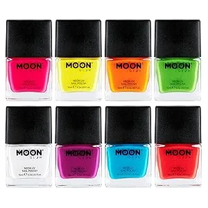 Neon UV Nail Polish by Moon Glow - Pastel Set of 4 - Bright Neon Nail Varnish - Glows under UV - 10ml - Moon Glow