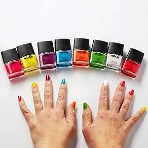 Neon UV Nail Polish by Moon Glow - Pastel Set of 4 - Bright Neon Nail Varnish - Glows under UV - 10ml - Moon Glow