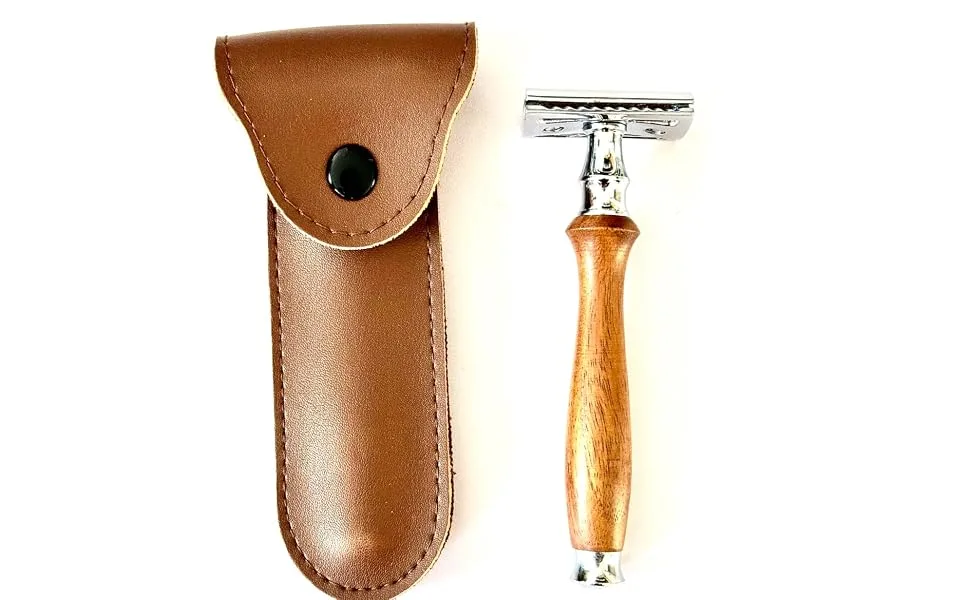 Stainless steel Manual Eco Friendly Double Edge Safety Razor for Men and Women Reuse-able Classic Safety Razor (Black) - Wood Handle Razor