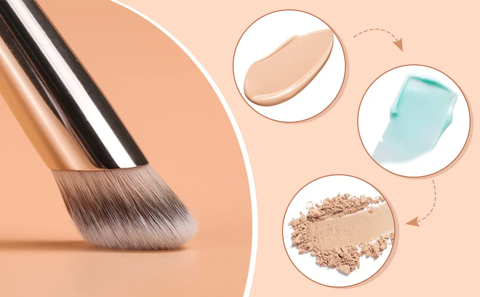 TEOYALL Concealer Brush Set Flat Top Blush Brush Angled Nose Contour Brush Ultra-Thin Eyeliner Eyebrow Brush for Flawless Finish 370S/Flat Top/Thin Flat - 370S concealer brush