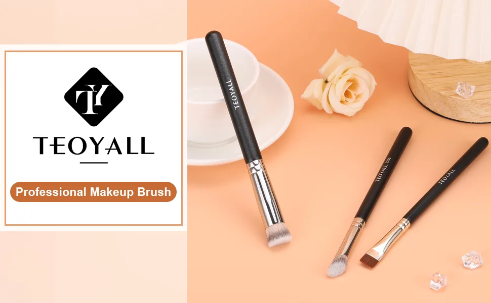 TEOYALL Concealer Brush Set Flat Top Blush Brush Angled Nose Contour Brush Ultra-Thin Eyeliner Eyebrow Brush for Flawless Finish 370S/Flat Top/Thin Flat - concealer brush set