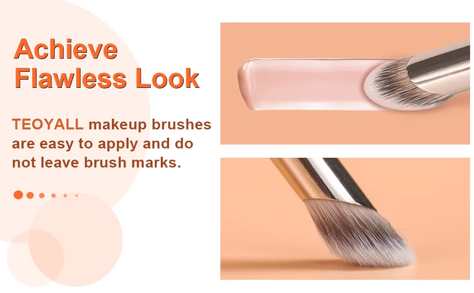 TEOYALL Concealer Brush Set Flat Top Blush Brush Angled Nose Contour Brush Ultra-Thin Eyeliner Eyebrow Brush for Flawless Finish 370S/Flat Top/Thin Flat - under eye concealer brush