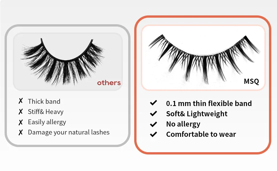 MSQ 5 Pairs Natural Lashes Wispy Lashes Natural Look False Eyelashes Natural Flared Eyelashes False Eye Lashes Soft Fluffy Lashes Black - product information 2