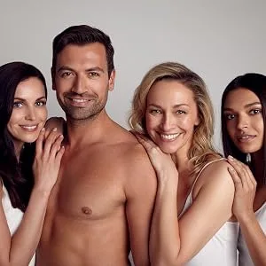 CACI Purifying Silver Mask - Male and female CACI models smiling