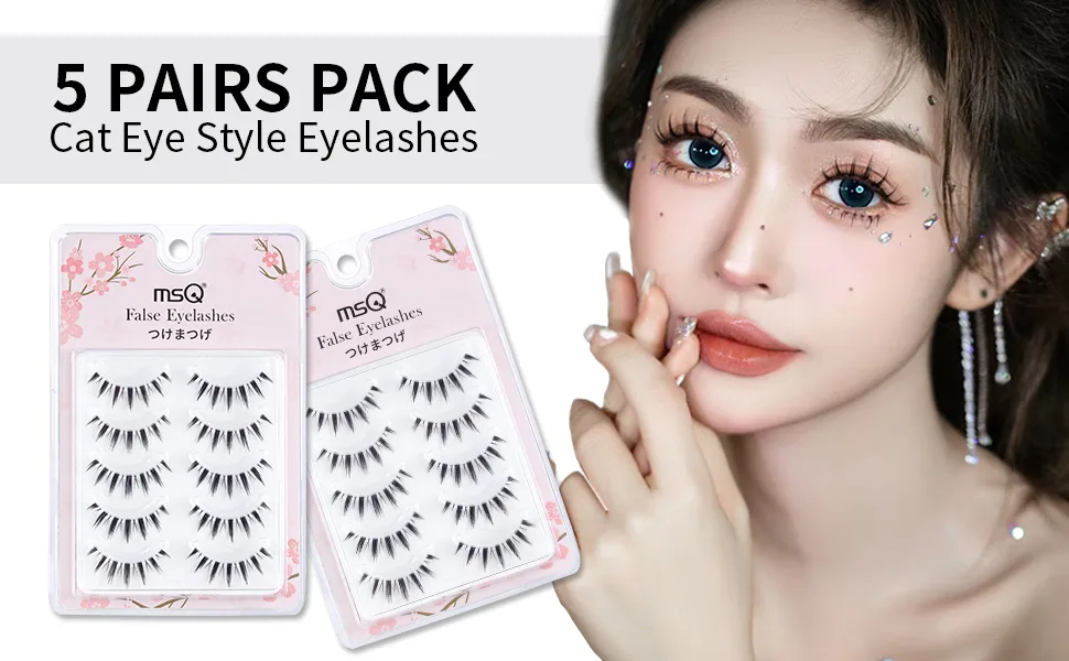 MSQ False Eyelashes Natural Look Eye Lashes Wispy Lashes Mink False Eyelashes Natural Wispy Lashes Soft Faux Mink Lashes Fluffy False Lashes - product information 1