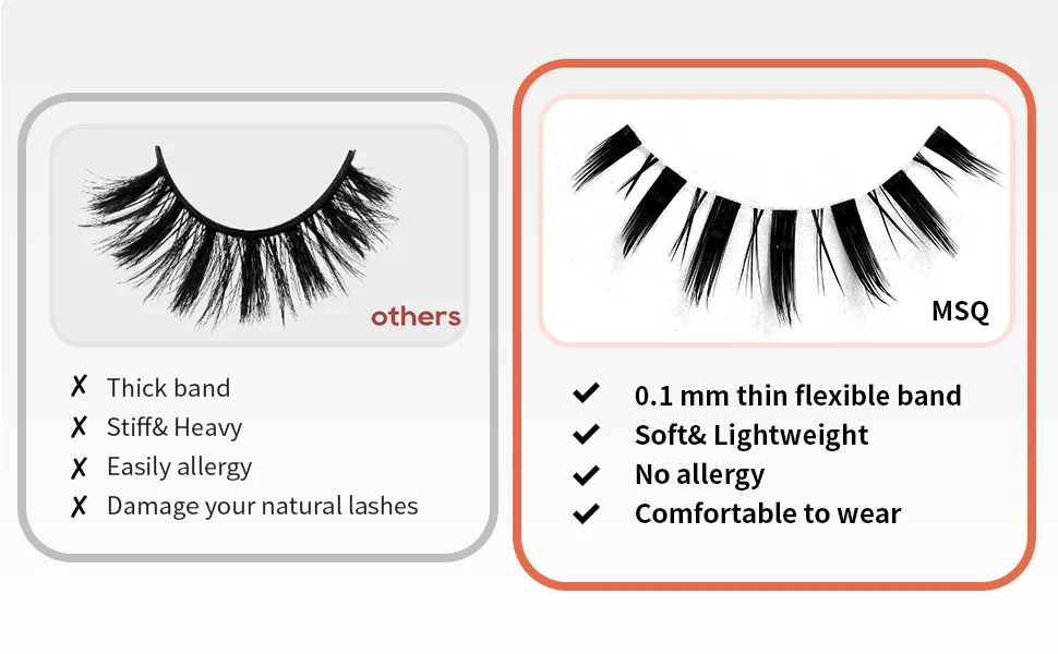 MSQ False Eyelashes Natural Look Eye Lashes Wispy Lashes Mink False Eyelashes Natural Wispy Lashes Soft Faux Mink Lashes Fluffy False Lashes - product information 2