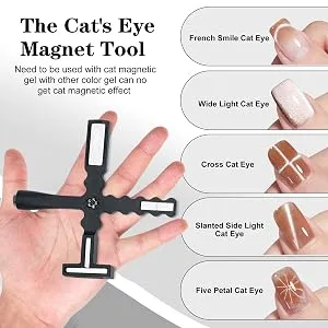 Uitseld 5 in 1 Nail Magnet Tool | Magnetic Nails Polish Wand Nail Design Tools Professional Cat Eye Stick for Salon Manicure Purple - Ergonomic Mastery
