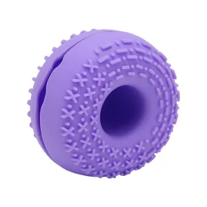 Makeup Brush Cleaning Bowl Silicone Gradual Change Textures Cosmetic Brush Cleaner for Blush Powder Brushes (Purple) - 1410220085912-2
