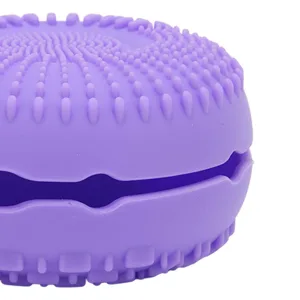 Makeup Brush Cleaning Bowl Silicone Gradual Change Textures Cosmetic Brush Cleaner for Blush Powder Brushes (Purple) - 1410220085912-2