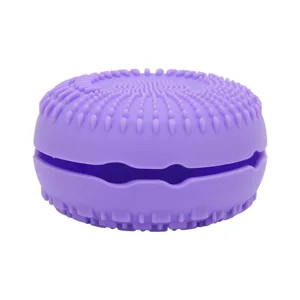 Makeup Brush Cleaning Bowl Silicone Gradual Change Textures Cosmetic Brush Cleaner for Blush Powder Brushes (Purple) - product information 3