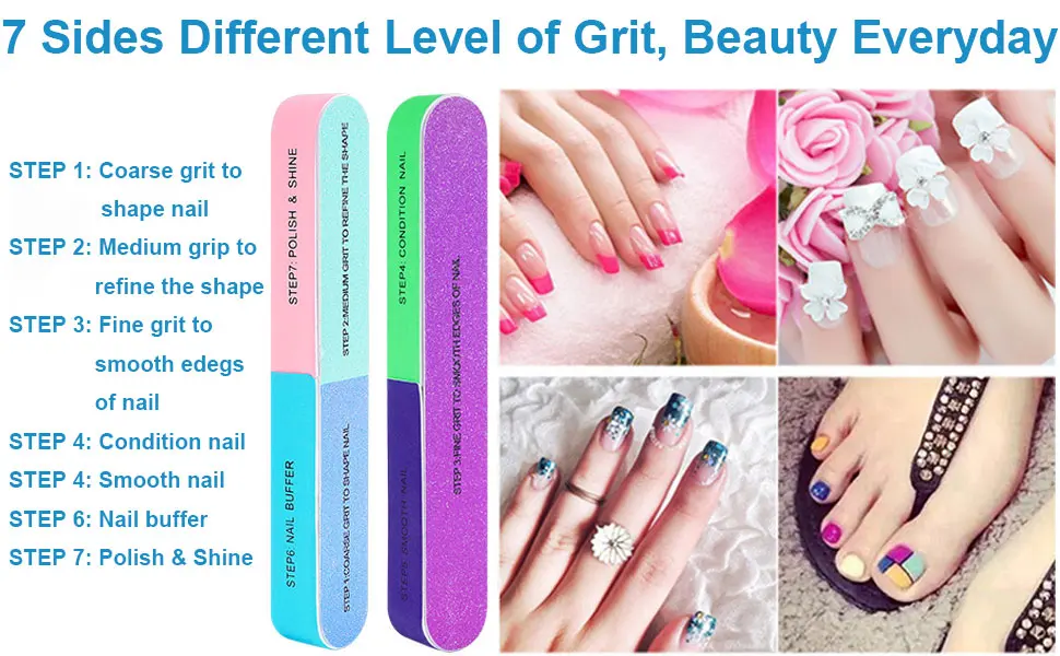 Gel Nail Polish Remover with Nail Buffer & Cuticle Pusher Professional Remove Gel Manicure Tools Kit for Nails in 2-5 mins - nail polish remover