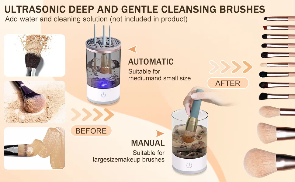 ZFZZC Electric Makeup Brush Cleaner Automatic Cleaning Drying Storage 3 in 1 Multifunctional - 4 US