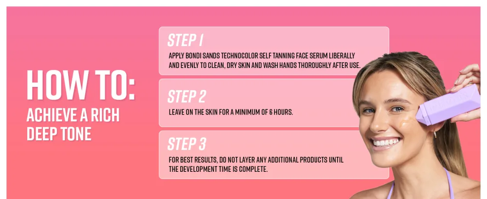 Bondi Sands Technocolor Magenta Self-Tanning Face Serum Easy Application Streak Free Fake Tan Enriched with Vitamin C & Chamomile 50ml/1.69 Fl Oz - technocolor magenta