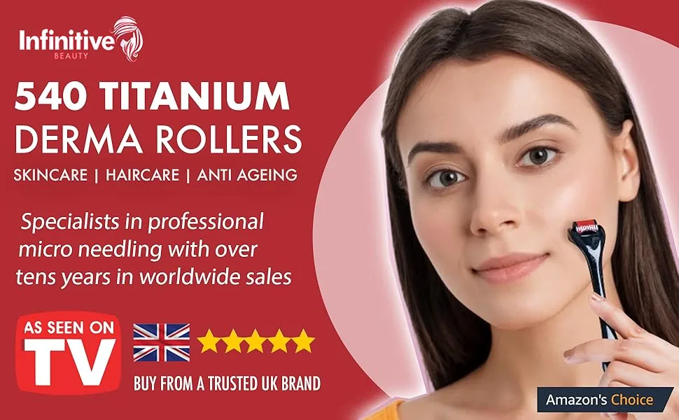 Derma Roller INFINITIVE BEAUTY 540 Titanium Alloy Microneedle Roller for Skin Face Beard & Hair (0.75mm) - product information 1
