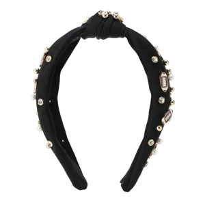 Knotted Headband Wide Knotted Headband with Top Knot Design for Festivals and Everyday Wear (Black) - product information 2