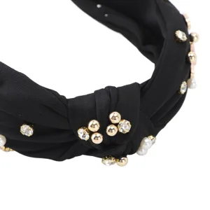 Knotted Headband Wide Knotted Headband with Top Knot Design for Festivals and Everyday Wear (Black) - product information 6