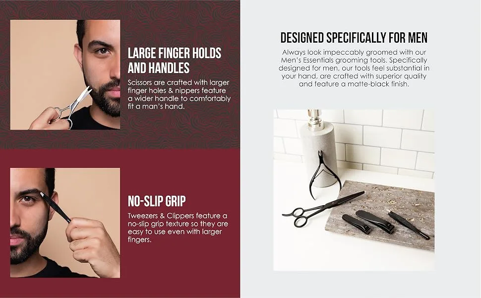 JAPONESQUE Men's Ultimate Clipping Set - finger holds no slip grip designed for men
