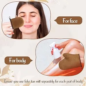 Greoer Tanning Mitt Self Tan Mitt 2 Pieces Spa Exfoliator Washcloth Remove Dead Skin Double Sided Fake Tan Mitt Applicator (Brown) - Tanning Mitt