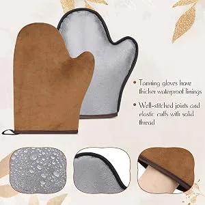 Greoer Tanning Mitt Self Tan Mitt 2 Pieces Spa Exfoliator Washcloth Remove Dead Skin Double Sided Fake Tan Mitt Applicator (Brown) - Tanning Mitt