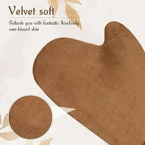 Greoer Tanning Mitt Self Tan Mitt 2 Pieces Spa Exfoliator Washcloth Remove Dead Skin Double Sided Fake Tan Mitt Applicator (Brown) - Tanning Mitt