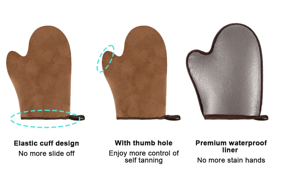 Dacitiery Self Tanning Mitt Set 3 in 1 Tan Mitt Applicator Self Tanning Mitt Applicator Reusable Tanning Glove for Self Tan for Mit Back Applicator Brown - Self Tanning Mitt Set