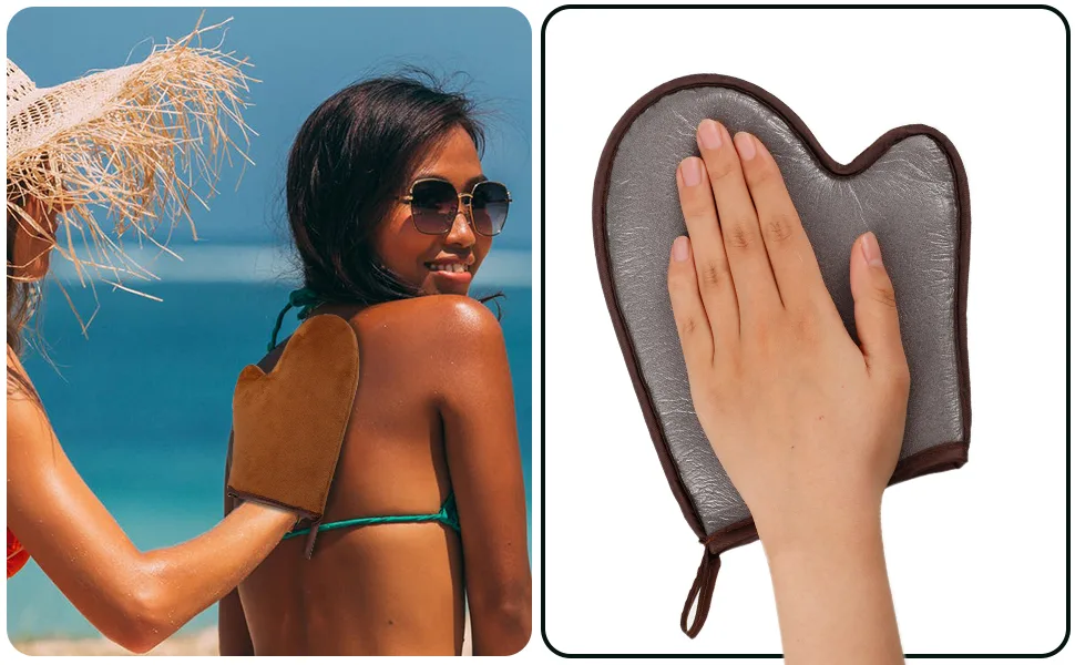 Dacitiery Self Tanning Mitt Set 3 in 1 Tan Mitt Applicator Self Tanning Mitt Applicator Reusable Tanning Glove for Self Tan for Mit Back Applicator Brown - Self Tanning Mitt Set