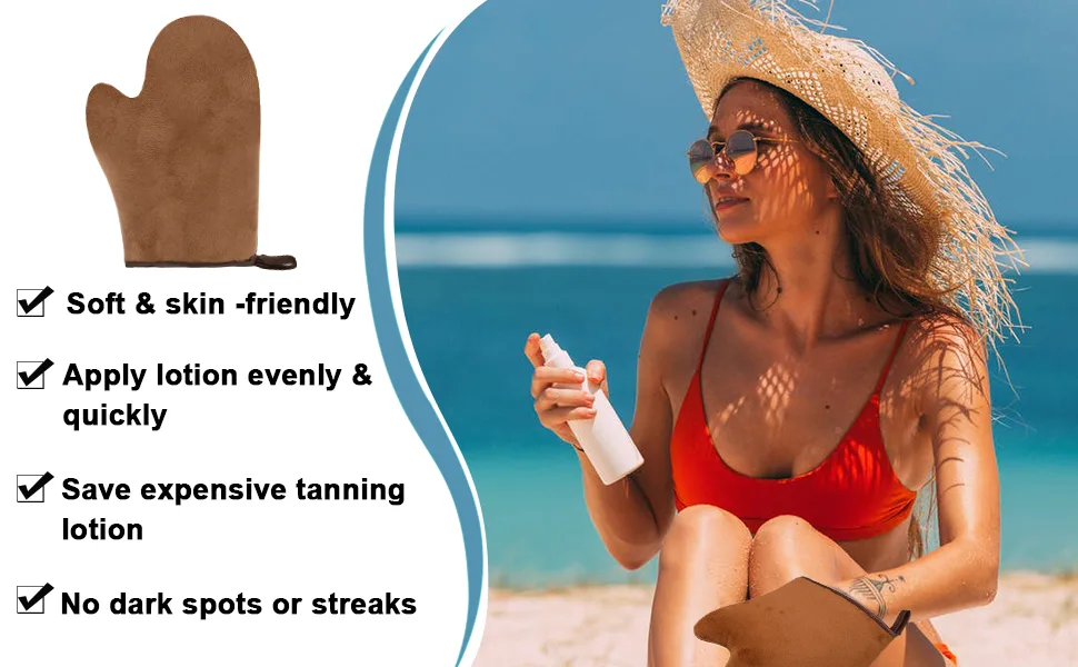 Dacitiery Self Tanning Mitt Set 3 in 1 Tan Mitt Applicator Self Tanning Mitt Applicator Reusable Tanning Glove for Self Tan for Mit Back Applicator Brown - Self Tanning Mitt Set