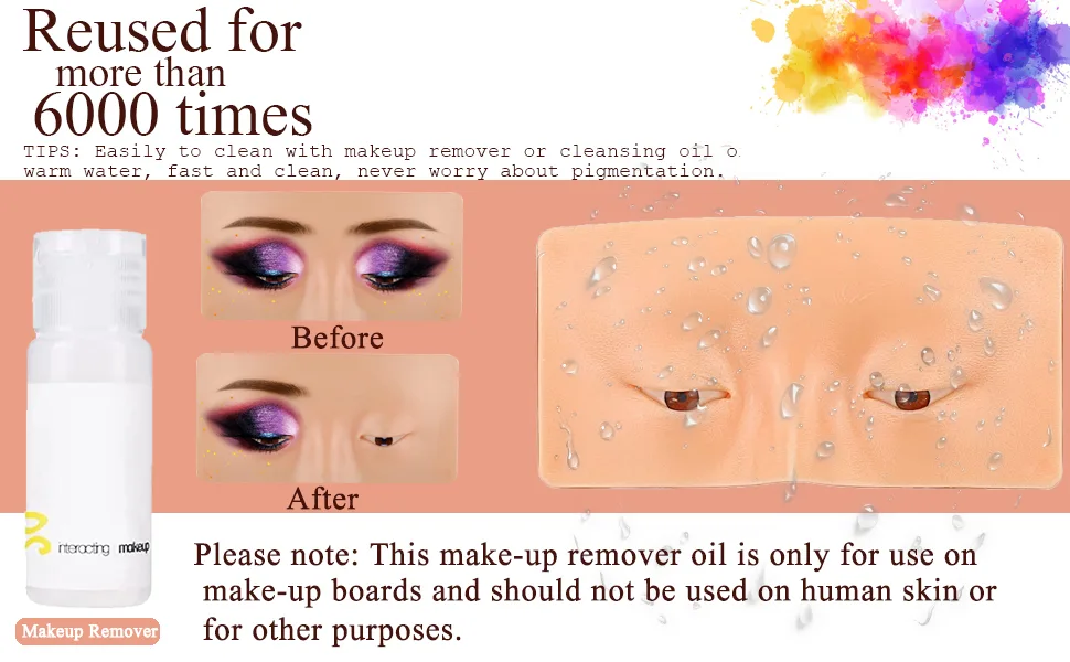 Makeup Practice Face Board Missicee Silicone Face Makeup Practice Board Set 3D Realistic Reusable Eye Makeup Practice Board with Eyeshadow Eyeliner Eyebrow Lash For Makeup Artist Makeup Beginners - Easy to clean