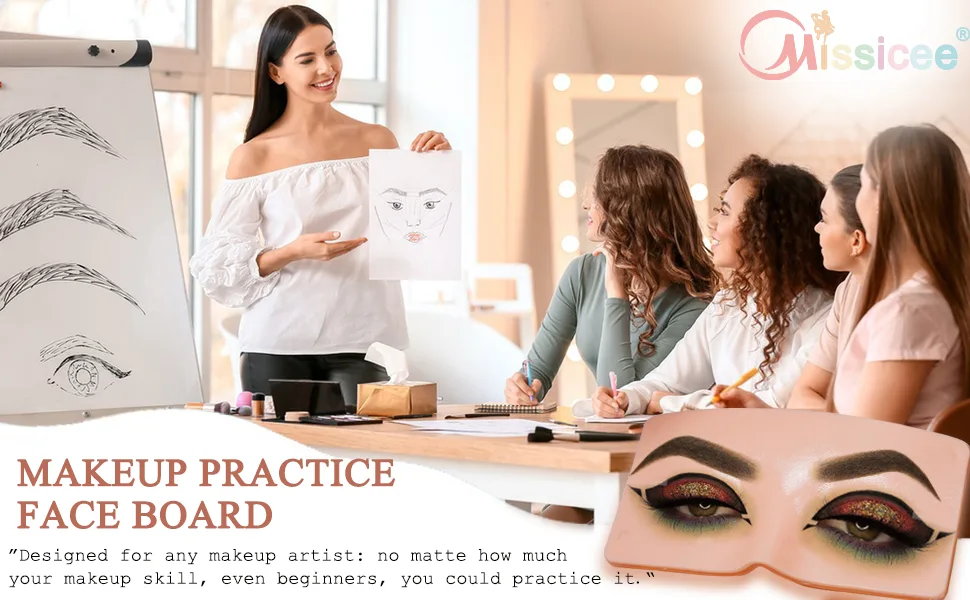 Makeup Practice Face Board Missicee Silicone Face Makeup Practice Board Set 3D Realistic Reusable Eye Makeup Practice Board with Eyeshadow Eyeliner Eyebrow Lash For Makeup Artist Makeup Beginners - MAKEUP PRACTICE FACE BOARD
