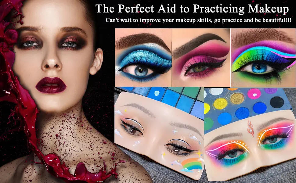 Makeup Practice Face Board Missicee Silicone Face Makeup Practice Board Set 3D Realistic Reusable Eye Makeup Practice Board with Eyeshadow Eyeliner Eyebrow Lash For Makeup Artist Makeup Beginners - The Perfect aid to practicing makeup