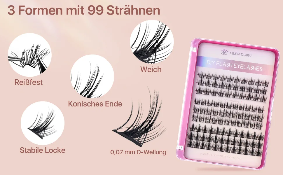 Lash Clusters DIY Eyelash Extenisons Natural Look Wispy Clusters Lashes D Curl Individual Lashes DIY at Home Wispy Fluffy Lash Extensions Reusable Individuals (3 IN1) Black - Individual lashes