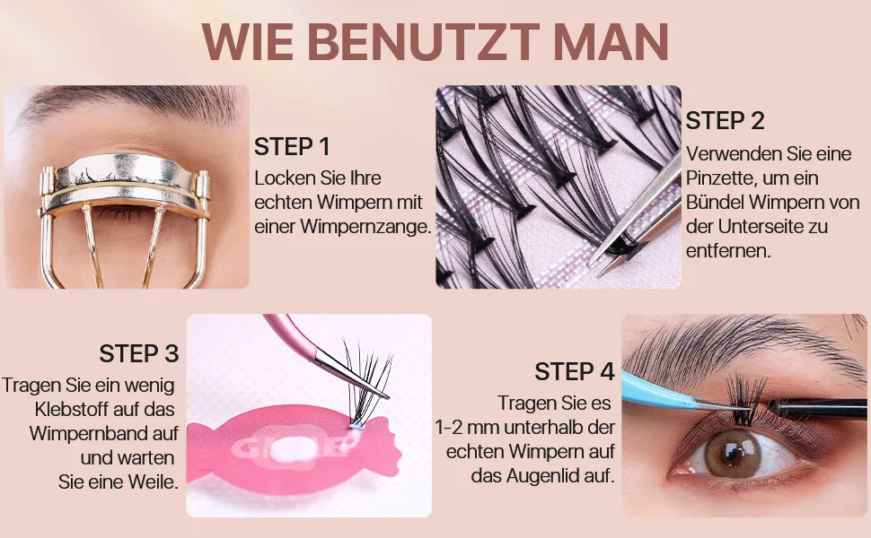 Lash Clusters DIY Eyelash Extenisons Natural Look Wispy Clusters Lashes D Curl Individual Lashes DIY at Home Wispy Fluffy Lash Extensions Reusable Individuals (3 IN1) Black - Individual lashes