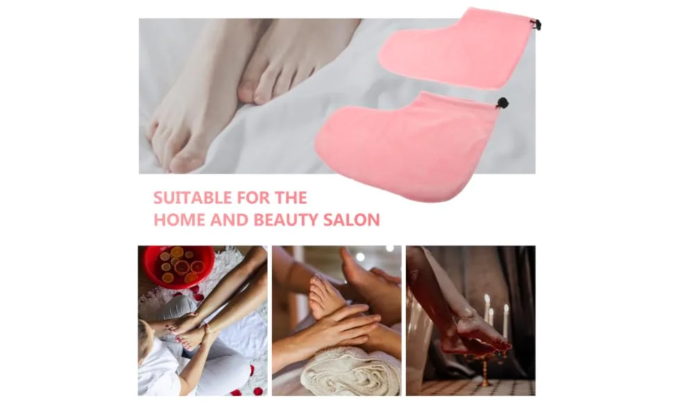 DRESSOOS 1 Pair Wax Warm Foot Cover Insulation Plush Bath Mat Pink 28X20X0.9CM Pink - product information 1