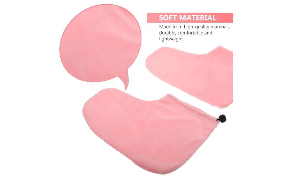 DRESSOOS 1 Pair Wax Warm Foot Cover Insulation Plush Bath Mat Pink 28X20X0.9CM Pink - product information 2