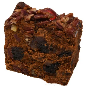 Jane Parker Fruitcake Dark Fruit Cake 3 Pound (48 Ounce) Ring in a Collectible Holiday Tin (Colors may vary) - Jane Parker Dark Fruit Cake Slice