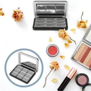 FOYTOKI 1pc Eye Shadow Box Refillable Lipstick Container Fillable Eyeshadow Container Refillable Blusher Container Travel Makeup Plate Travel Eyeshadow Container Makeup Supplies 11x7.4cm Black - product information 5