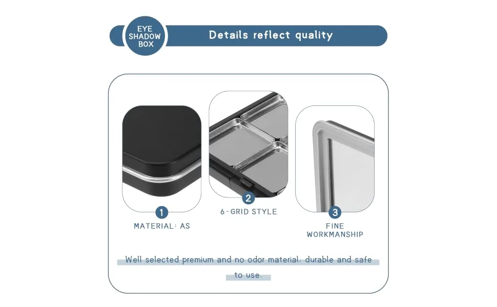 FOYTOKI 1pc Eye Shadow Box Refillable Lipstick Container Fillable Eyeshadow Container Refillable Blusher Container Travel Makeup Plate Travel Eyeshadow Container Makeup Supplies 11x7.4cm Black - product information 6