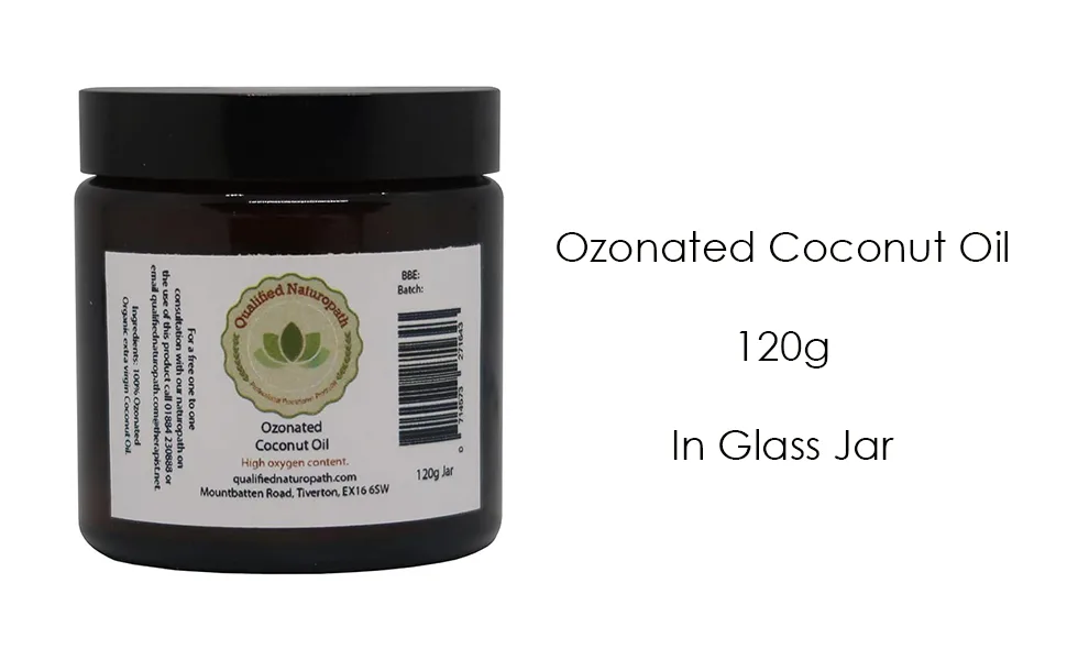 Ozonated Coconut Oil (Organic Cold Pressed) - 120g (3.3 fl oz) in Glass Jar - banner