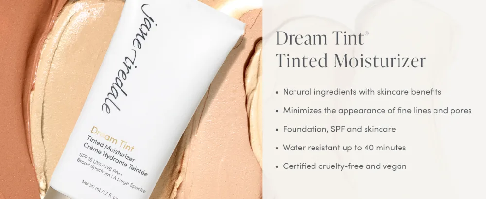 jane iredale Dream Tint Lightweight Tinted Moisturizer with SPF 15 Provides Sheer Coverage For All Skin Types Vegan & Cruelty-Free Makeup Medium Light - jane iredale dream tint tinted moisturizer clean makeup foundation spf