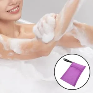 HONMEET Bath Bag Soap Shampoo Bar Pouch Shampoo Bar Bag Purple Nylon - product information 3
