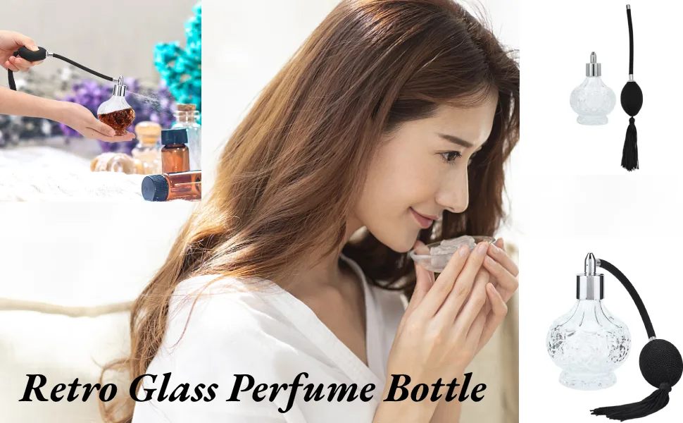 Fyearfly Crystal Glass Refillable Perfume Atomizer 80ml Retro Glass Perfume Spray Bottle Refillable with Tassel Empty Spray Bottle Atomizer for Perfumes Essential Oils - 7 UK