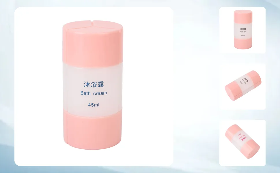 HELEVIA 3 in 1 Travel Bottle Leakage Proof Refillable Portable Travel Container for Conditioner Shampoo Lotion 45ml Pink - 1410230070011-1