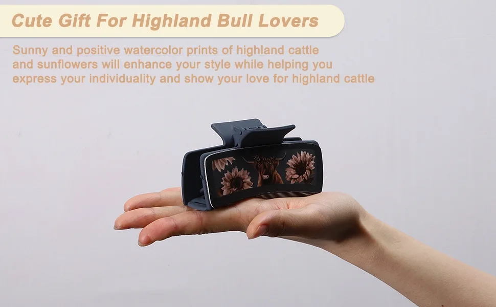 VOCOSTE Hair Claw Clips Highland Cattle Hair Claw Clips for Women Blue - Standard Image Header With Text