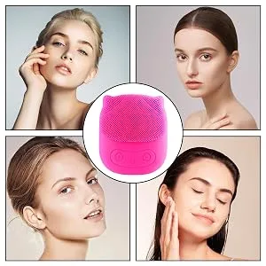 Uitseld Silicone Face Scrubber - Penguin Shape Vibrating Face Scrub Brush Face Scrub for Deep Cleaning Skin Waterproof Rechargeable Face Wash Brush Red - Easy Carrying
