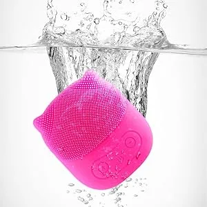 Uitseld Silicone Face Scrubber - Penguin Shape Vibrating Face Scrub Brush Face Scrub for Deep Cleaning Skin Waterproof Rechargeable Face Wash Brush Red - Mild Cleanse