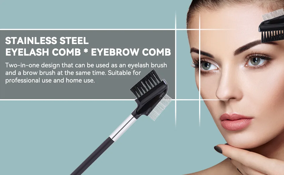 Makeup Eyebrow Brush Double-Sided Eyelash Comb Brush Stainless Steel Eyebrow Eyelash Shaper Comb for Separating Lashes Eliminating Mascara Clumps and Grooming and Shaping Brows - product information 1